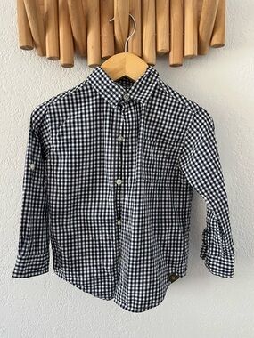 Janie and Jack Blue Navy Plaid Checkered Button Down Long Sleeve Toddler Boy 2T